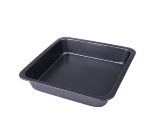 Grizzly 8 inch Square Black Non-Stick Cake Pans Carbon Steel Bread Baking Pan Tray for Microwave Oven Cookie Cake Moulds, 1Pc (Square pan) - Image 3